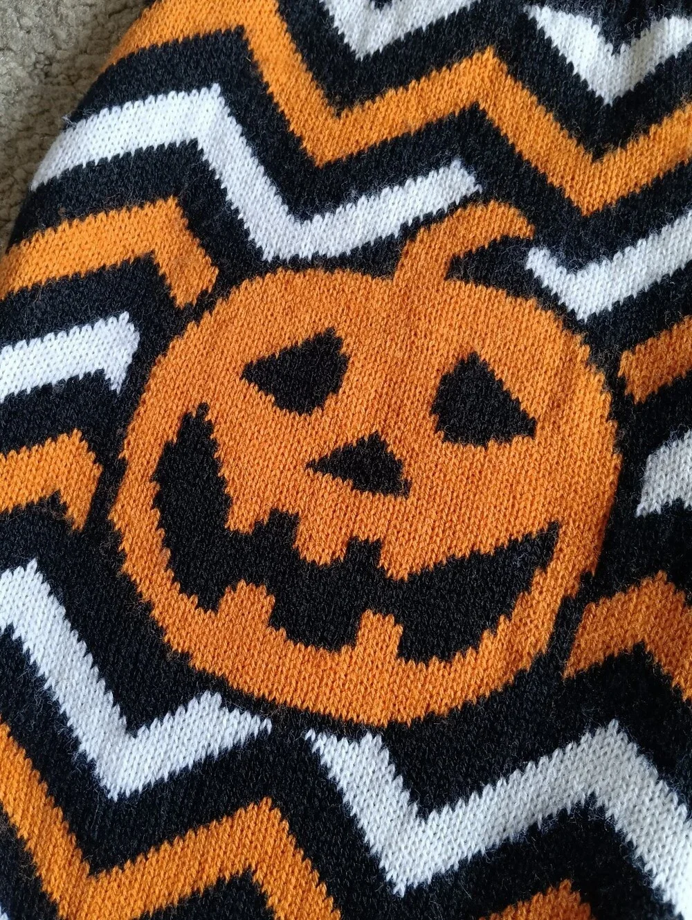 🖤🧡 SimplyDog Halloween Pumpkin Dog Pets Sweater Chevron Medium Black Orange